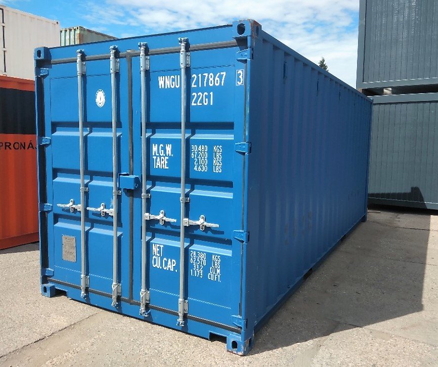 Lodní kontejner 20´ po první cestě č. 1378, modrý RAL 5010